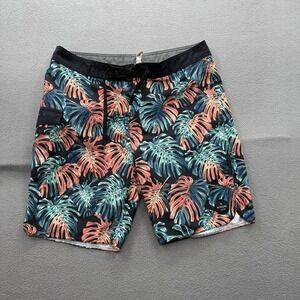 Rip Curl Board Shorts Mens 33 Black Tropical Leaf Swim Trunks Quick Dry Beach